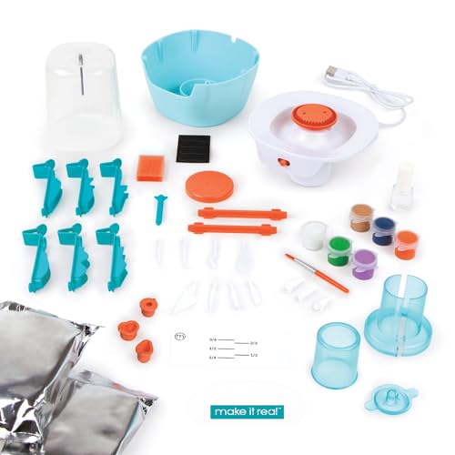 Make It Real 1830 Mini Pottery Studio Deluxe Set - Diy All-In-1 Sculpting Craft Kit For Kids & Tweens - Create 20 Unique Miniature Clay Projects - No Mess, No Bake, Quiet Wheel thumb #5