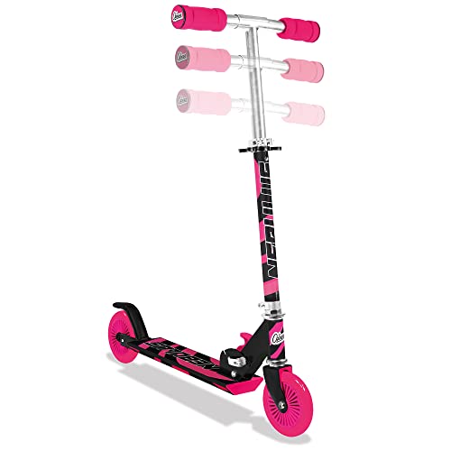 Trotinete ajustável Nebulus: rosa e preto – Scooter infantil de duas rodas, alça de espuma, altura d