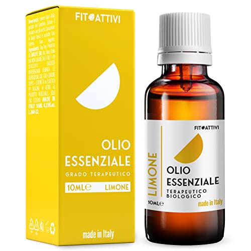 Zitronenöl für Diffusoren, 10 ml reine ätherische Öle für Aromatherapie, Haare, Ernährung und Massage BIO 100% natürlich und Made in Italy Cover