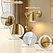 Gold Battery Operated Wall Sconces Set of Two with Remote, Rechargeable Battery Powered Wall Lights, 3 Color Temperature, Dimmable, Modern Wireless Wall Lamps for Bedroom Living Room Hallway