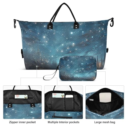 Large Travel Duffel Bag, Starry Sky Sports Tote Gym Bag, Shoulder Weekender Overnight Bag for Women Men, Carry On Luggage with Toiletry Bags2