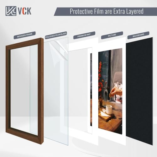 Image of VCK 18x24 Poster Frame 5 Pack, Brown Wood, 16x20 Mat, for Wall Art