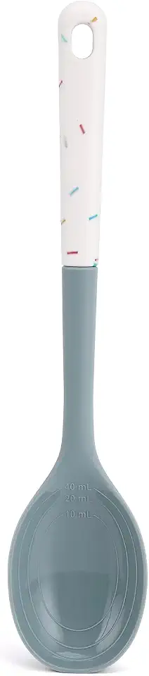 Colher de cozinha de silicone com núcleo de nylon – Colher de mistura resistente ao calor de 260 °C, pode ser lavada na lava-louças, utensílio de cozinha para assar, molho e sopa (sem BPA)