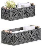Nonam Macrame Storage Baskets, Boho Decor Style Woven Storage Boxes for Home Organization, Toilet...