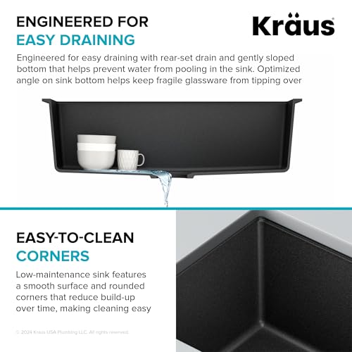 KRAUS Black Onyx 31 in Undermount Granite Kitchen Sink KGU-413B - image 8