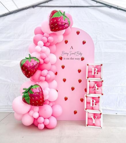 ittsmnt A Berry Sweet Baby is On The Way Arch Backdrop Cover Pink Strawberry Birthday Party Decorations Arch Stand Covers Baby Shower Fiesta Parties(4x7.2ft Cover,3888)