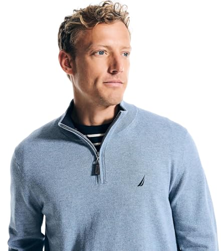 Nautica Men's NavTech Quarter-Zip Sweater, DpAnchorHtr, XXL Blue Heather3