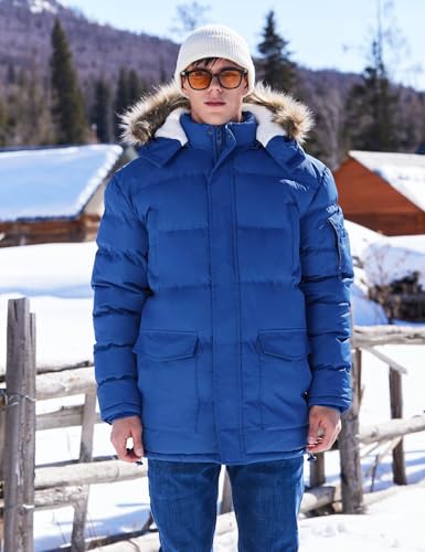 Image of Winter Coats For Men Winter Jackets Water Resistant Warm Thicken Puffy Hooded Insulated Thicken Parka Coat