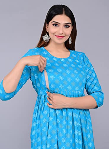 Image of Dhruvi Women's Rayon Anarkali Maternity Dress & Feeding Kurti with Zippers