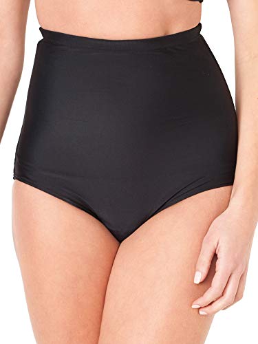 Smart & Sexy Womens High Waisted Bikini Bottom Swim Briefs, Black Hue, Large Us #TOP20