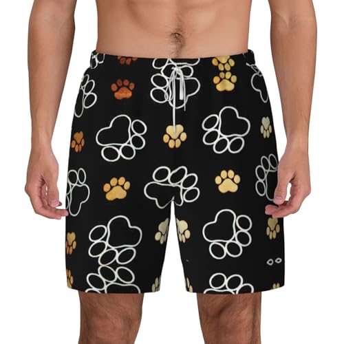 Maillot de bain imprimé pattes de chien homme XL short de plage blanc réglable