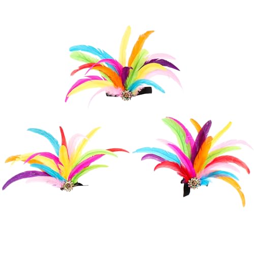 ZHYUFEIQXIA Feather Headpiece Carnival Caribbean Headdress Crystal Brick Showgirl Cosplay Accessories for Women (Colored)
