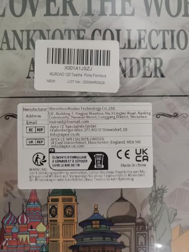 MUROAD 120 Taschen Banknoten-Weltwährungs-Sammelalbum, klassischer Binder Papiergeld-Sammlungsaufbewahrung Buchalbum liefert Halter für Bill Note Briefmarkensammler-Display
