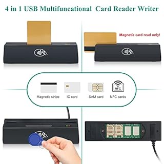 Ossiygar Multi-Function Card Reader, Magstrip Card Reader, Credit Card Reader, Memory chip Card Reader Writer, NFC Card Reader Writer, PSAM Card Reader Writer, Can be Used with Cashier Register