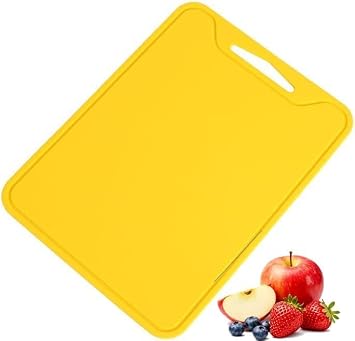 Silicone Cutting Board,8.6 * 11.8in BPA Free Flexible Kitchen Chopping Board for Meat, Vegetables and Fruit,Dishwasher Safe Yellow
