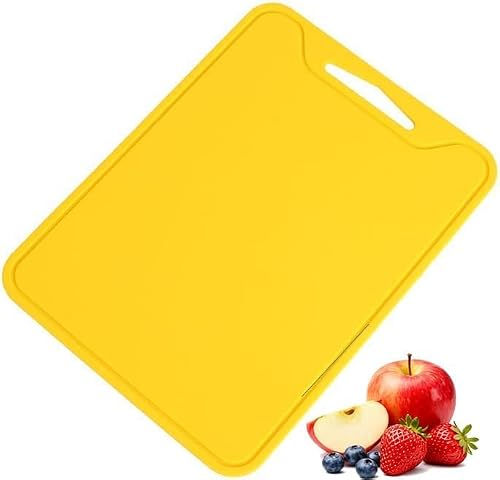 Jerliflyer Planche à Découper Silicone, Planche à Petit-déjeuner Antidérapante, 11,8 x 8,7in Sans BPA, Compatible Lave-vaisselle, Planches de Cuisine Fruits Viande Pain (Jaune) – vue 4