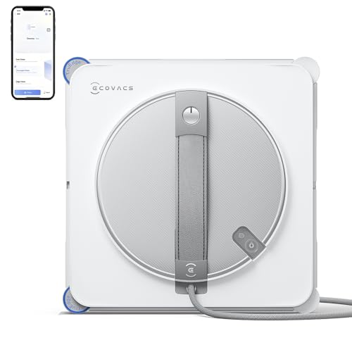 ECOVACS WINBOT W2 PRO Window Cleaning Robot, 3 Nozzles Water Sprayer, 10-Level Protection, Win-SLAM 4.0 Path Planning, Steady-Climbing, Edge Detection, App Control