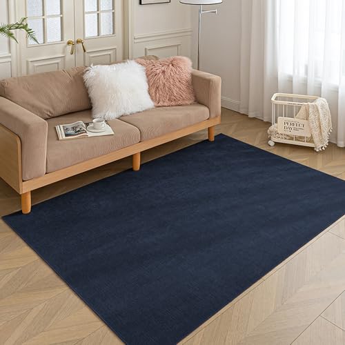 HARESLE Teppich Wohnzimmer Kurzflor-140x200cm Teppich Groß, Waschbar Teppiche Schlafzimmer rutschfeste, Dünn Wohnzimmerteppich, Chenille Küchenteppich, Tepich für Kinderzimmer Lounge Büro(Marineblau) HARESLE Teppich Wohnzimmer Kurzflor-140x200cm Teppich Groß, Waschbar Teppiche Schlafzimmer rutschfeste, Dünn Wohnzimmerteppich, Chenille Küchenteppich, Tepich für Kinderzimmer Lounge Büro(Marineblau)