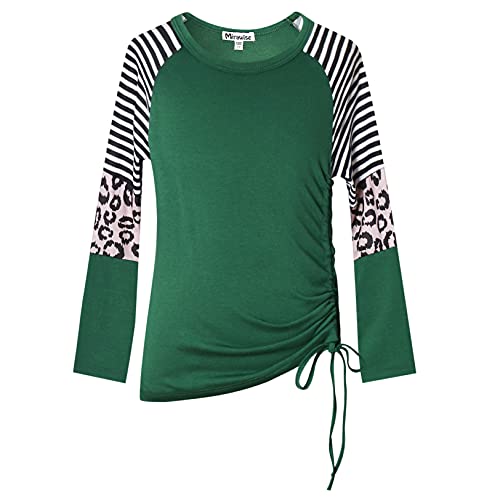 Image of Mirawise Girls Casual Long Short Shirts Tunic Tops Tee Shirt T-Shirts Side Tie Blouse 4-13 Years