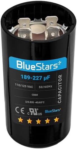 [UL Listed] BlueStars 189-227 uF MFD 125 VAC CBB60 Motor Start Capacitor