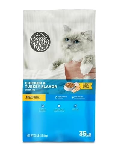 Special Kitty Complete Nutrition Chicken & Turkey Flavor Dry Cat Food, 35 lb Bag – Complete & Balanced Nutrition for Adult Cats, High Protein, Essential Vitamins & Minerals, Crunchy Kibble Texture
