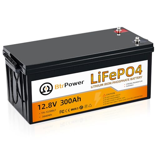 12V 300Ah Lithium LiFePO4 Battery, 8000+ Deep Cycles Lithium Batteries with 200A BMS, Max 3840Wh Energy, Perfect for Backup Power,Home Storage Energy,Solar System and Off-Grid Applications