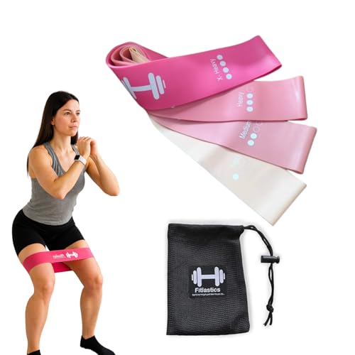 Image of Resistance Loop Bands Set of 4 (Light, Medium, Heavy, X-Heavy) - Premium Latex Exercise Bands for Yoga, Workout, Strength Training, Home Gym Fitness Bands for Men & Women