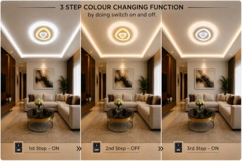 Image of FILLISKA Aluminium Luxurious 3 in 1 Led Ceiling /Wall Chandelier Light with 3 Step Colour Changing Function (Acrylic White-629-3)