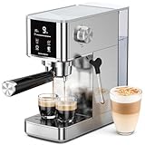 Kndko 20Bar Craft Coffee Machine with Milk Frother, Upgraded 1350W Expresso Coffee Machines with Touchscreen, Stainless Steel Espresso Machine Small for Home - Cappuccino Latte & Americano