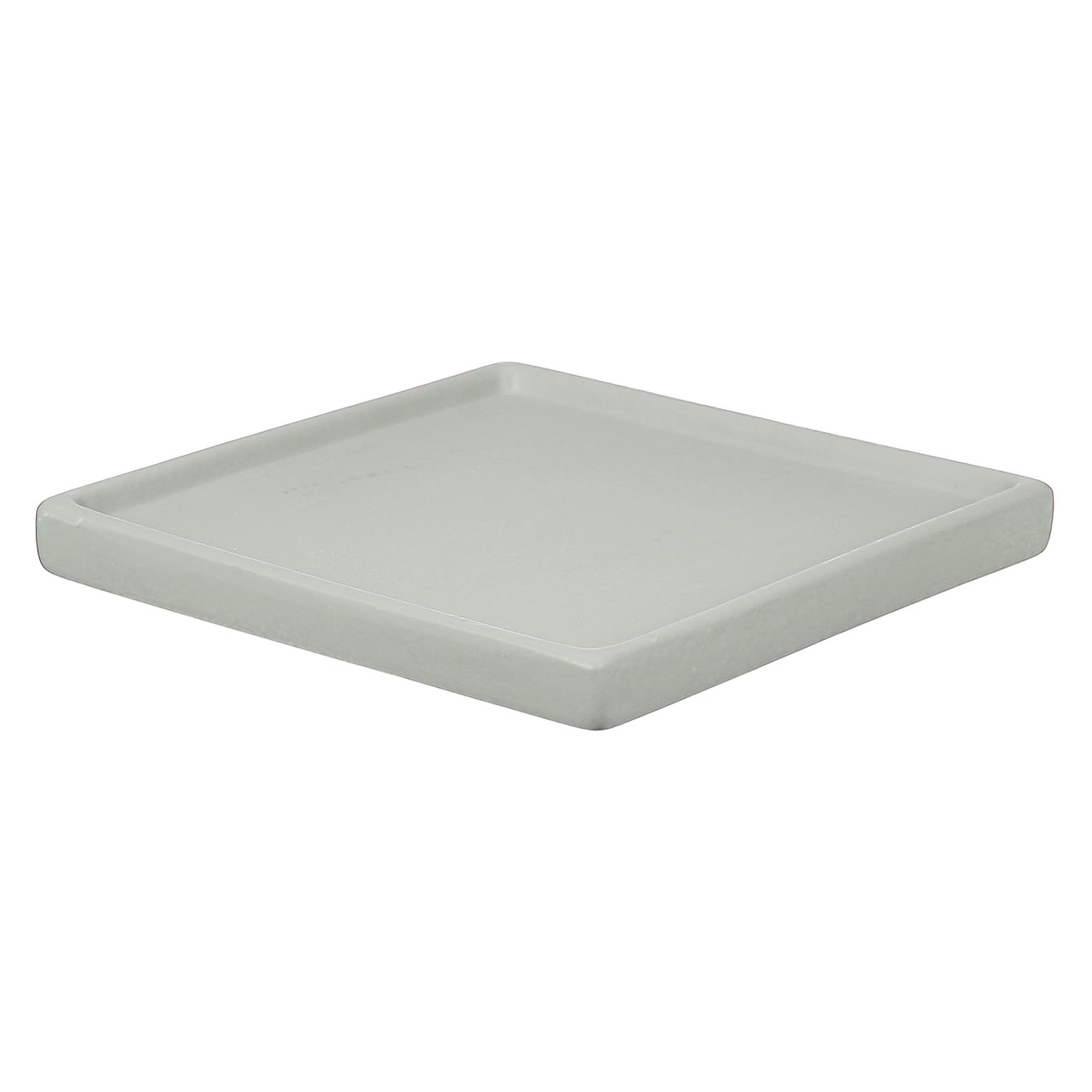 YELARXI 6.3 Inch Ceramic Plant Saucers, Square Flower Planter Water Trays Ceramic Plant Saucer Pot Tray -Fitting for (Outdoor/Indoors/Garden/Planting/Water/Flower/Coffee) Light Gray