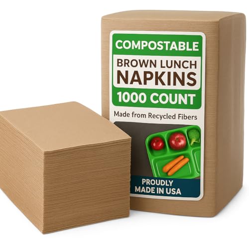 Brown Disposable Paper Napkins (1000 Count), Eco Friendly Tan Napkins