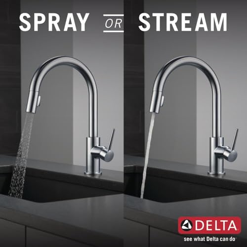 Delta Trinsic Brushed Nickel Kitchen Faucet with Pull Down Sprayer, Modern Single Hole Kitchen Sink Faucet, Single Handle, Arctic Stainless 9159-AR-DST by DELTA - Image 7