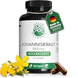 Green Naturals® Johanniskraut Kapseln Hochdosiert – 850 mg Extrakt mit 2,55 mg Hypericinen pro Tag – 14:1 aus 5.950 mg Johanniskraut-Blüten – ohne Zusatzstoffe, vegan – 180 Kapseln, 3 Monate