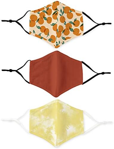 Weddingstar 3 Pack Kid's Washable Cloth Face Mask Reusable and Adjustable with Filter Pocket - Oranges