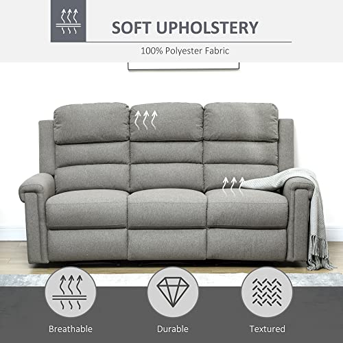 Homcom Recliner Sofa Couch With Easy Pull Handles And Adjustable Footrest, 3 Seater Sofa Modern Couch, Gray #TOP5