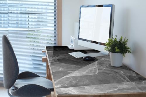 Tapis de bureau 120x60 cm en vinyle PVC gris anthracite pour espace de travail - 2