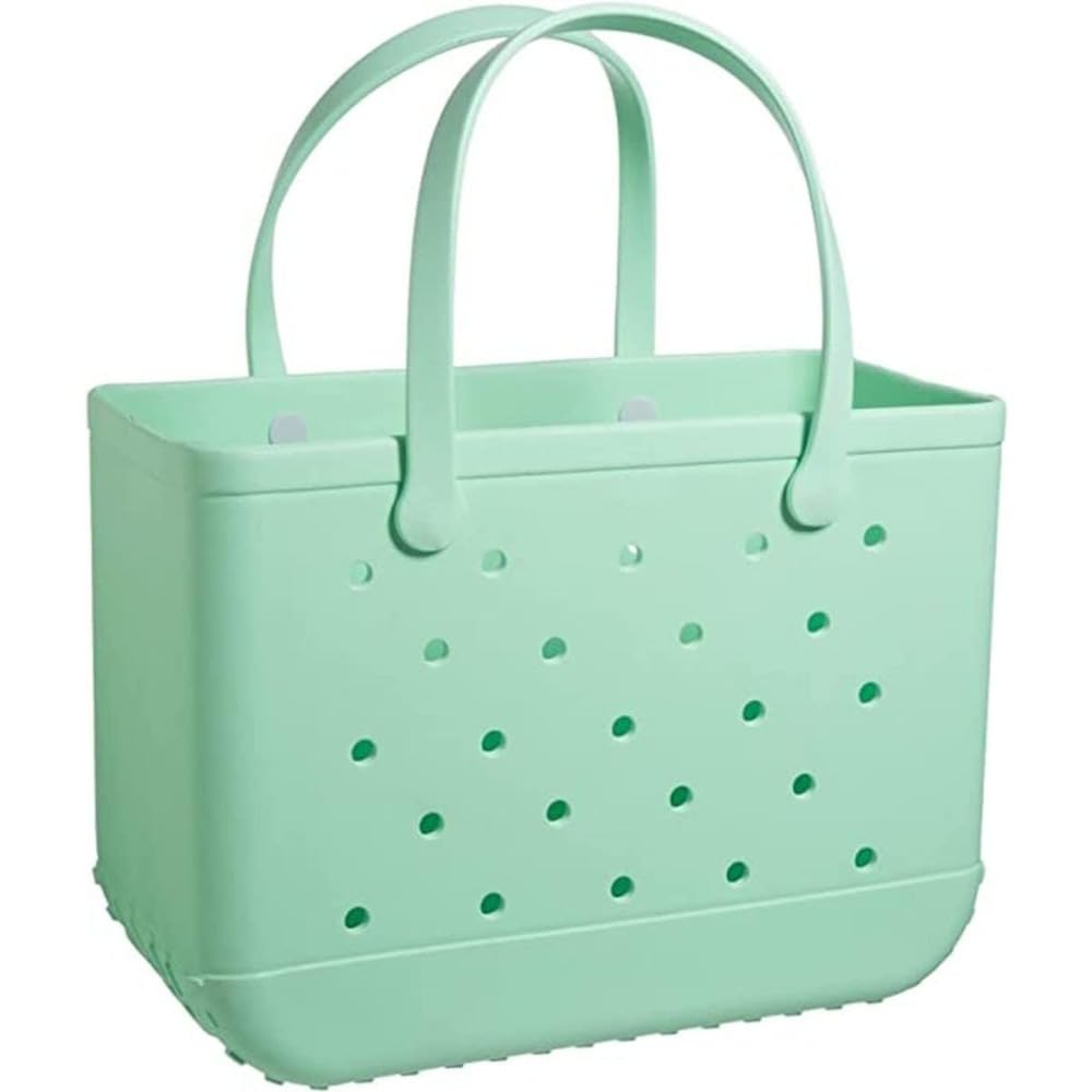 MAUXpIAO Rubber Beach Bag, Waterproof Shopping Tote Bag, Sandproof Silicone Handbag for Beach, Pool, Market, Travel and Outdoor Activities rewr/C/14x19in