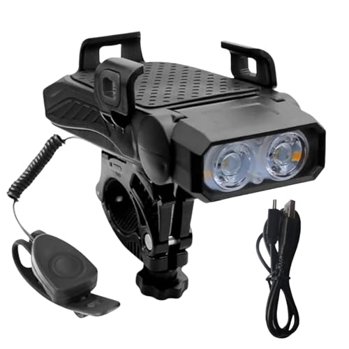 Soporte de teléfono para bicicleta – Soporte de bicicleta impermeable con luz LED – Faro LED de alta luminosidad para bicicleta al aire libre de viaje y camping