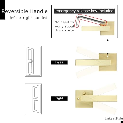 Linkaa Gold Privacy Interior Door Handle Lever with Push Lock Keyless Lock by Linkaa - Used condition - Image 6
