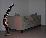  Lámpara de pie en madera recuperada negro oscuro moderna natural con tronco de árbol rústico vintage diseño moderno