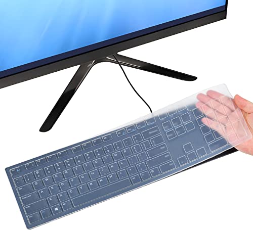 Keyboard Cover Skin for Dell KB216 Wired & Dell KM636 Wireless Keyboard/Dell Optiplex 5250 3050 3240 5460 7450 7050/Dell Inspiron AIO 3475/3670/3477 All-in one Desktop Keyboard Cover Protector, Clear
