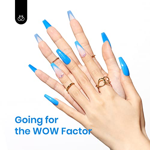 Image of Beetles Blue Gel Polish, 15ML Bright Blue Gel Nail Polish, Soak Off Summer Nails Art Manicure Salon Home DIY Design Uv Nails Lamp Needed