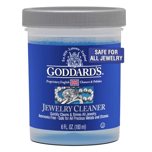 Goddard's Jewelry Cleaner, Tarnish Remover, Cleaning Solution for Silver, Gold, Diamond, Pearl & Gemstone Jewelry, Ammonia Free, Costume and Fine Jewelry Cleaner with Cleaning Brush & Dip Basket, 6 oz