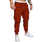 Mens Jeans Stretch Waist with Zipper Pockets Lounge Outfits Work Workout Streetwear Hiking Casual Bootcut Cargo Pants Spring Cloth Easter Mens Compression Pants Brown M