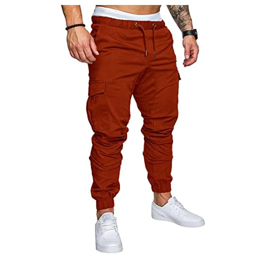 Mens Jeans Stretch Waist with Zipper Pockets Lounge Outfits Work Workout Streetwear Hiking Casual Bootcut Cargo Pants Spring Cloth Easter Mens Compression Pants Brown M