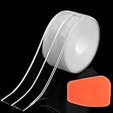  Cinta selladora, tira de calafateo impermeable para baño, cinta selladora transparente con raspador de silicona, cinta de sellado para bañeras, inodoros y cocina (320 x 3,8 cm)