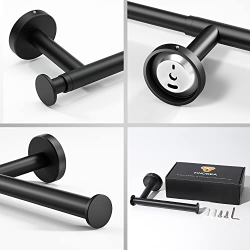 Tindbea Toilet Paper Holder, Extendable Double Toilet Paper Roll Holder Wall Mount, Sus304 Stainless Steel Rustproof Bathroom Tissue Holder (Matte Black) #TOP6