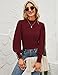 Qirno Womens Mock Neck Tops Puff Long Sleeve Bhirts Turtle Necks Bishop Sleeve Blouses Burgundy Polka Dots Small