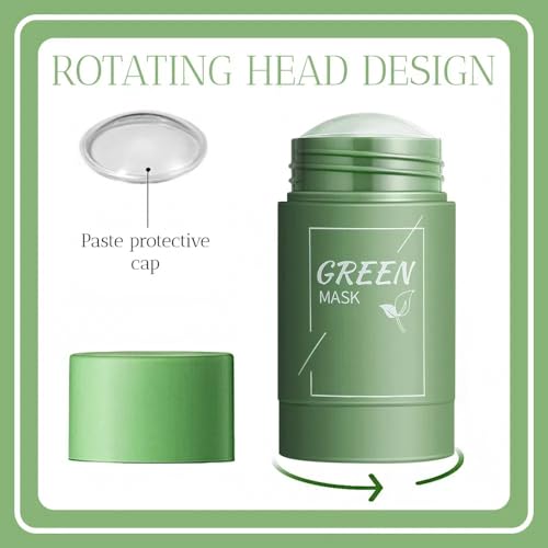 Green Tea Clay Stick for Face, Blackhead Remover Mask with Green Extract,Mask Stick for Pore Cleansing,Green Clay Mask Moisturizing Skin for Men and Women of All Skin Types