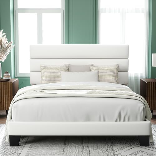 Allewie Queen Size Platform Bed Frame with Velvet Upholstered Hea...